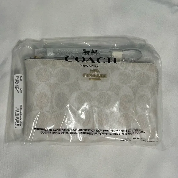 🟡 Coach Large Corner Zip Wristlet In Signature Canvas - Picture 3 of 4